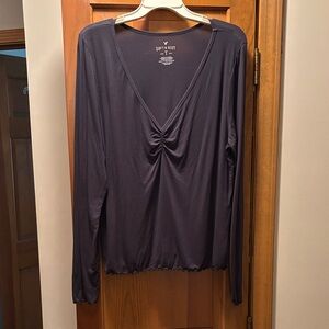 American Eagle Outfitters charcoal black Long Sleeve Soft & Sexy Tee